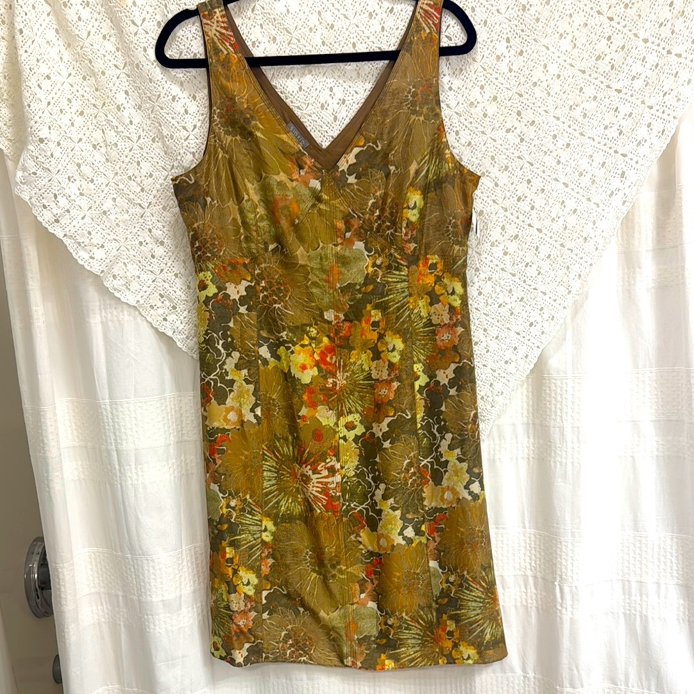 Sigrid Olsen Green 100% Silk Sheath Dress V-Neck Sleeveless NWT - Picture 4 of 10